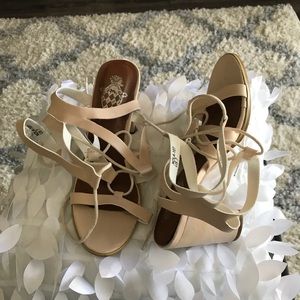Nude strappy heels
